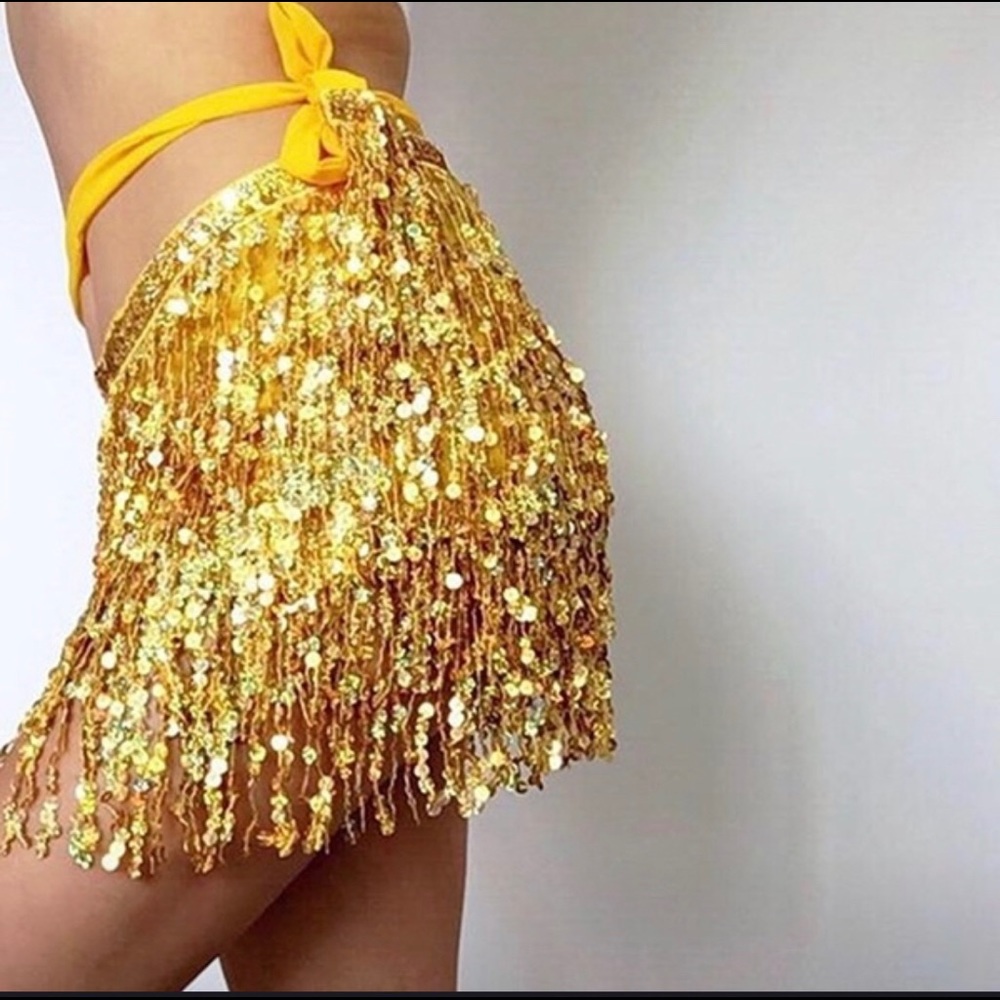 Gold Sequin Wrap Around Skirt